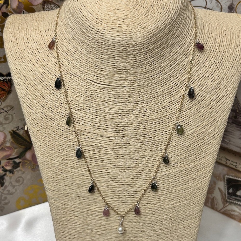 NEW Tourmaline Gold Filled & Sterling Silver Necklace ❤️